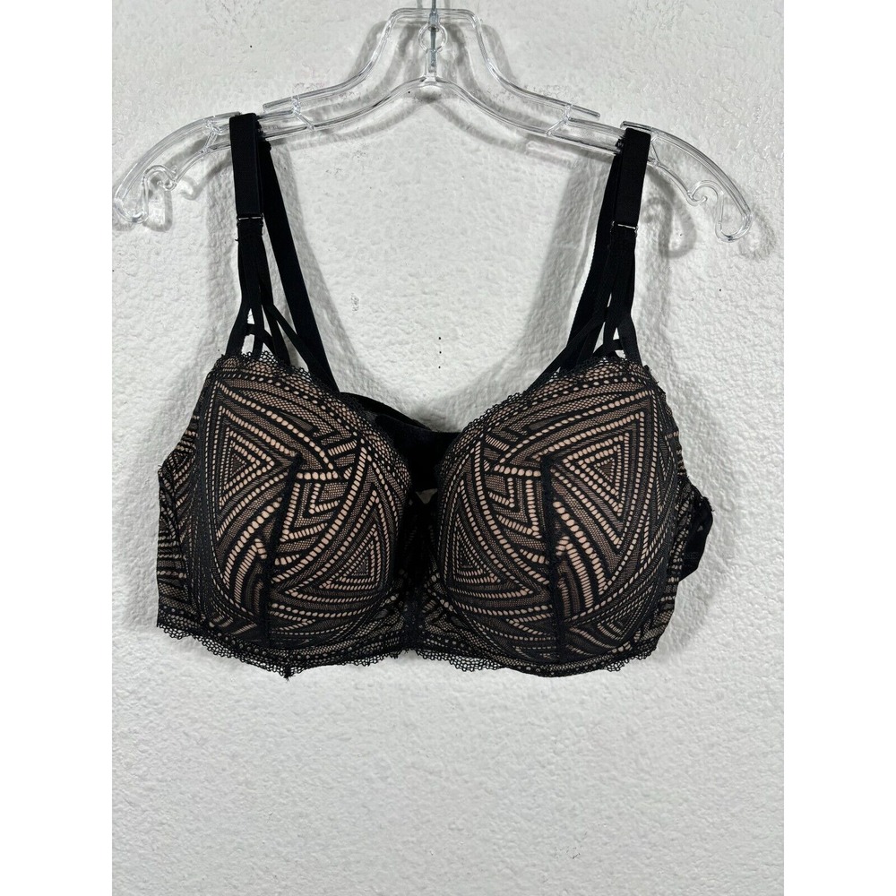 Adore Me Underwire Bra Womens Size 44D Black Lace Trezza‎ Contour Balconette